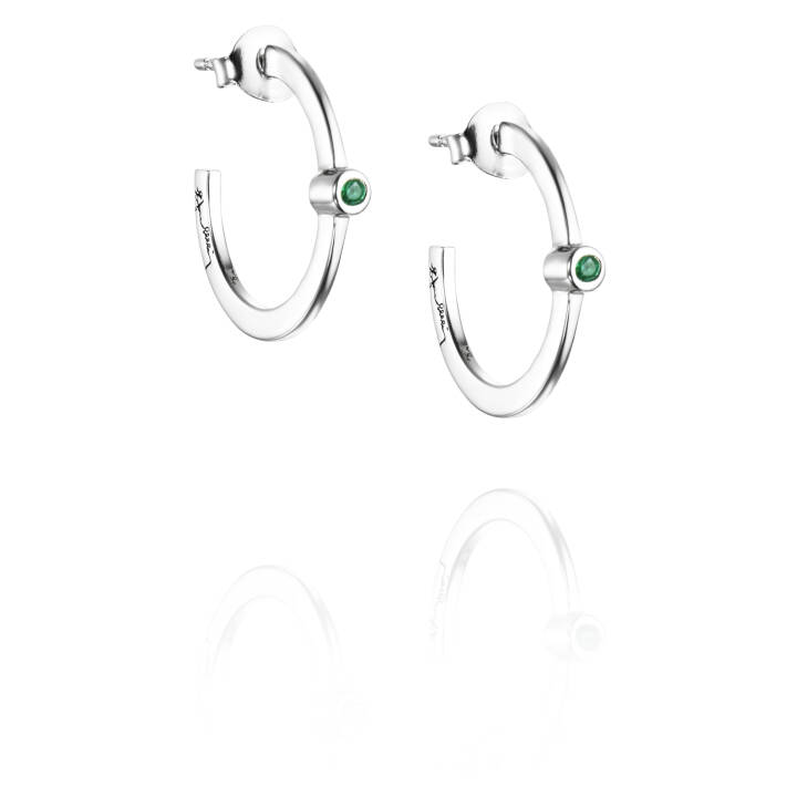 Micro Blink Hoops - Green Emerald Kolczyk Srebro w grupie Kolczyki / Srebrne kolczyki w SCANDINAVIAN JEWELRY DESIGN (12-100-01895-0000)