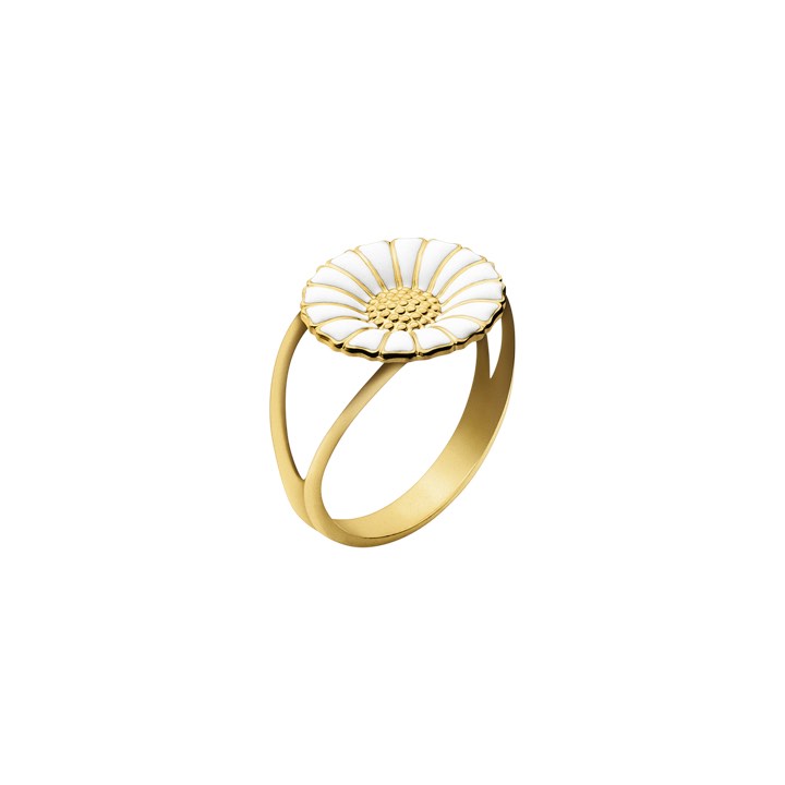 DAISY Pierścionek WHITE ENAMEL 11 mm (Złoto) w grupie Pierścionki / Złote pierścionki w SCANDINAVIAN JEWELRY DESIGN (20000310)
