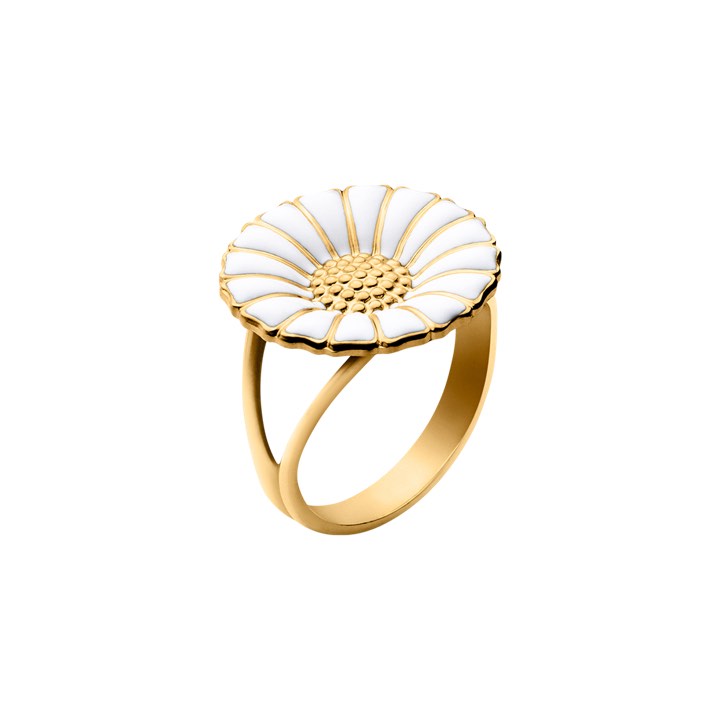 DAISY Pierścionek WHITE ENAMEL 18 mm (Złoto) w grupie Pierścionki / Złote pierścionki w SCANDINAVIAN JEWELRY DESIGN (20000313)