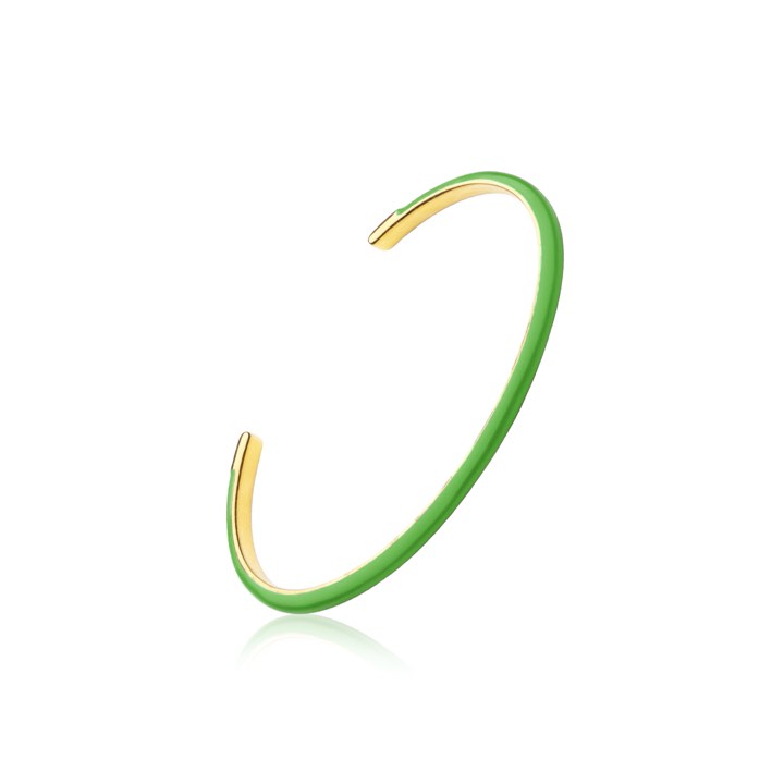 Enamel cuff green (Złoto) w grupie Bransoletki / Okrągłe bransoletki w SCANDINAVIAN JEWELRY DESIGN (B2205GPEG-OS)