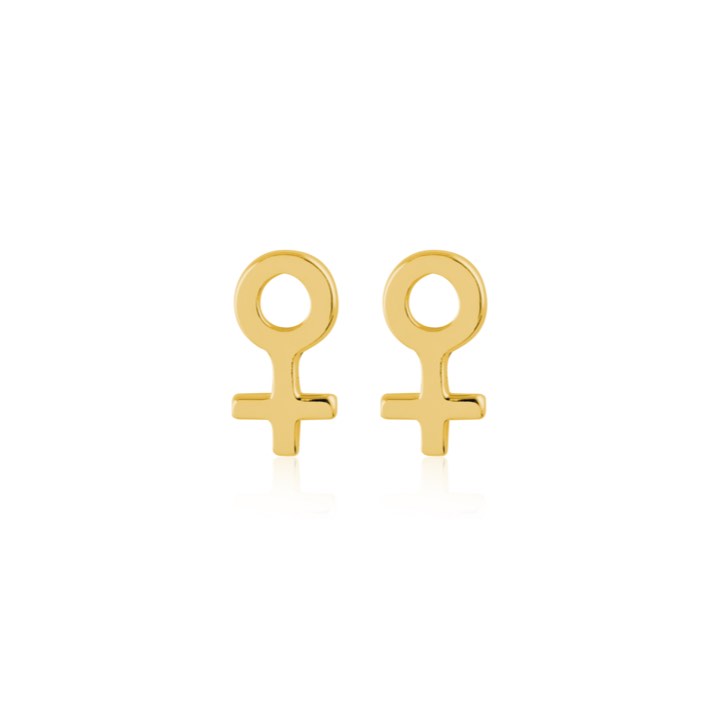 Woman Symbol Studs Kolczyk (Złoto) w grupie Kolczyki / Złote kolczyki w SCANDINAVIAN JEWELRY DESIGN (E2084GPS0-OS)