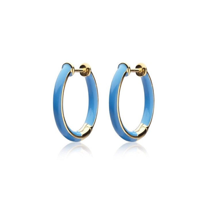 Enamel thin hoops blue (Złoto) w grupie Kolczyki / Złote kolczyki w SCANDINAVIAN JEWELRY DESIGN (E2150GPEB-OS)