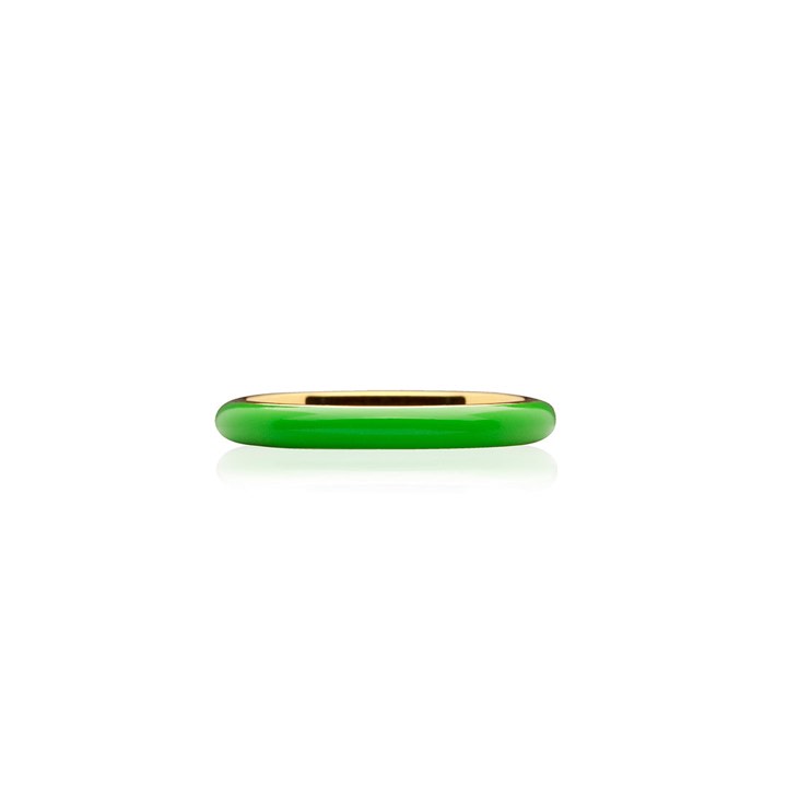 Enamel thin Pierścionek green (Złoto) w grupie Pierścionki / Złote pierścionki w SCANDINAVIAN JEWELRY DESIGN (R2140GPEG)