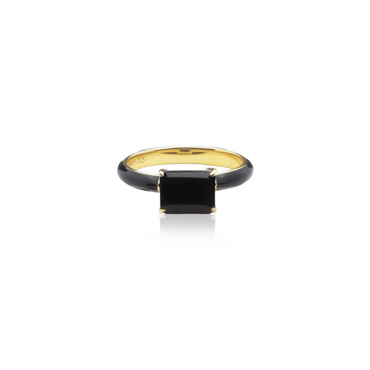 Iris enamel Pierścionek black (Złoto) w grupie Pierścionki / Złote pierścionki w SCANDINAVIAN JEWELRY DESIGN (R2141GEBO)