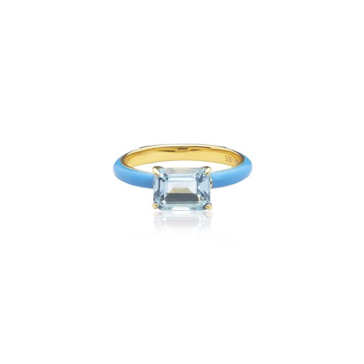 Iris enamel Pierścionek blue (Złoto) w grupie Pierścionki / Złote pierścionki w SCANDINAVIAN JEWELRY DESIGN (R2141GEBT)