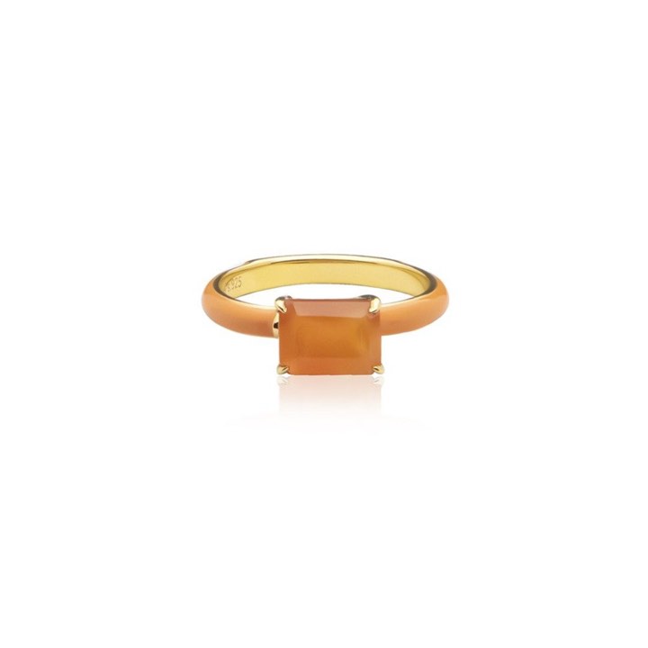 Iris enamel Pierścionek orange (Złoto) w grupie Pierścionki / Złote pierścionki w SCANDINAVIAN JEWELRY DESIGN (R2141GEOC)