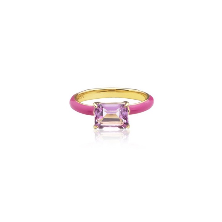Iris enamel Pierścionek pink (Złoto) w grupie Pierścionki / Złote pierścionki w SCANDINAVIAN JEWELRY DESIGN (R2141GEPT)