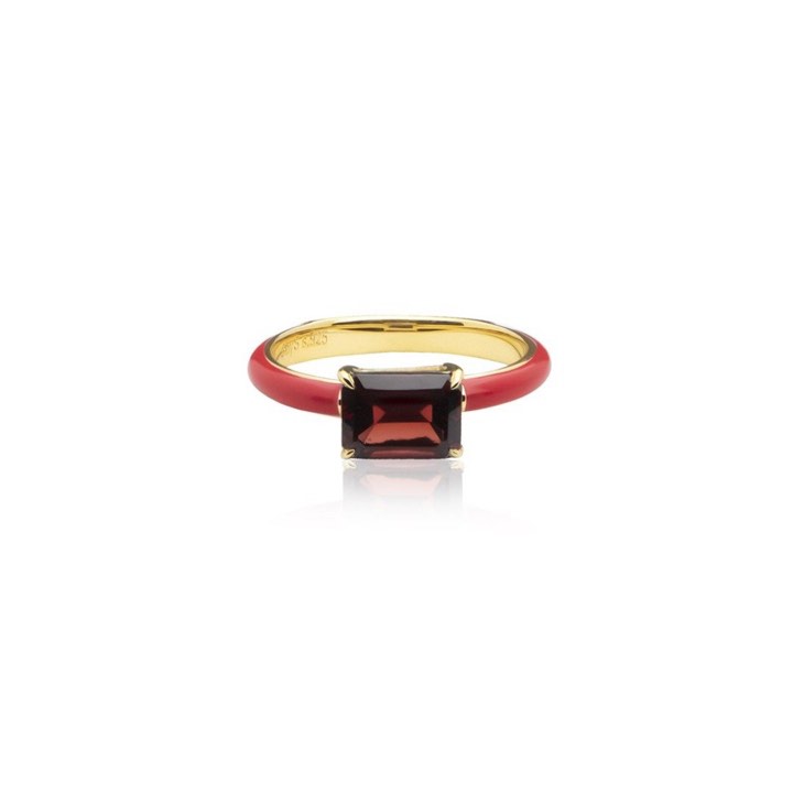 Iris enamel Pierścionek red (Złoto) w grupie Pierścionki / Złote pierścionki w SCANDINAVIAN JEWELRY DESIGN (R2141GERG)