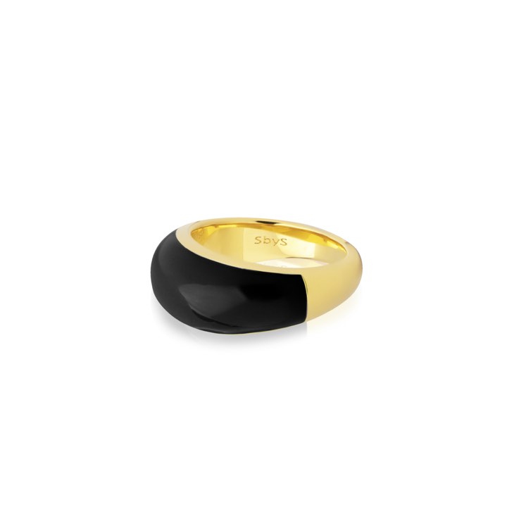 Enamel bold Pierścionek black (Złoto) w grupie Pierścionki / Złote pierścionki w SCANDINAVIAN JEWELRY DESIGN (R2202GEBL)