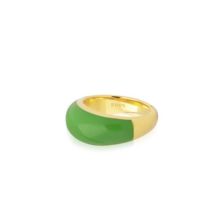 Enamel bold Pierścionek green (Złoto) w grupie Pierścionki / Złote pierścionki w SCANDINAVIAN JEWELRY DESIGN (R2202GPEG)
