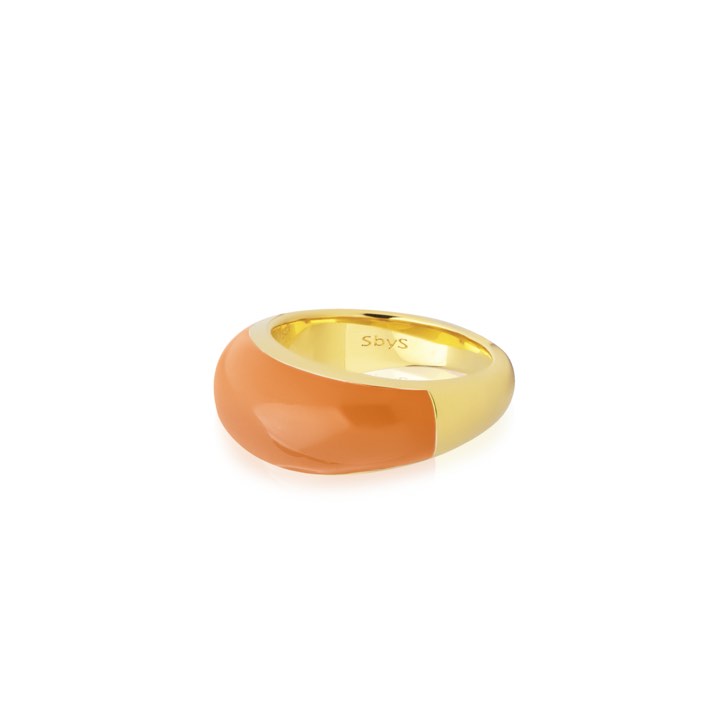 Enamel bold Pierścionek orange (Złoto) w grupie Pierścionki / Złote pierścionki w SCANDINAVIAN JEWELRY DESIGN (R2202GPEO)