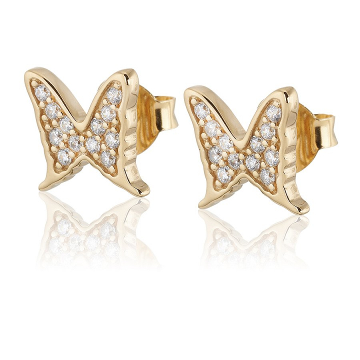 Petite papillion sparkling Earrings Gold w grupie Kolczyki / Złote kolczyki w SCANDINAVIAN JEWELRY DESIGN (gp127)