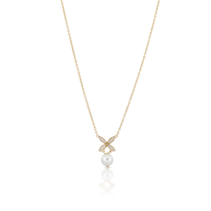 Ellipse mini pearl Necklace Gold w grupie Naszyjniki / Złote naszyjniki w SCANDINAVIAN JEWELRY DESIGN (gp62)