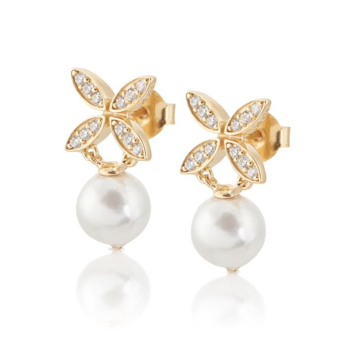 Ellipse mini pearl Earrings Gold w grupie Kolczyki / Złote kolczyki w SCANDINAVIAN JEWELRY DESIGN (gp63)