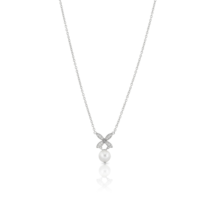 Ellipse mini pearl Necklace Silver w grupie Naszyjniki / Srebrne naszyjniki w SCANDINAVIAN JEWELRY DESIGN (s243)