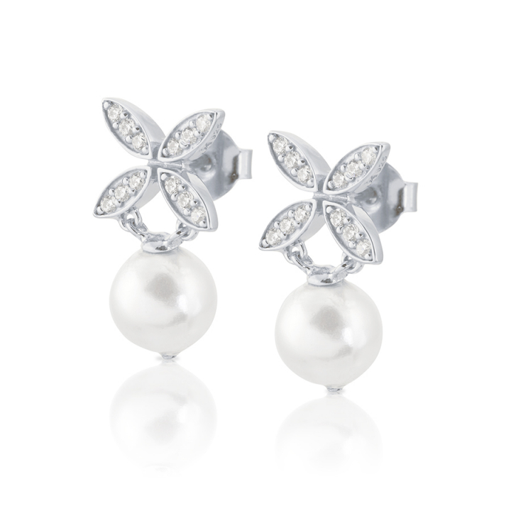 Ellipse mini pearl Earrings Silver w grupie Kolczyki / Srebrne kolczyki w SCANDINAVIAN JEWELRY DESIGN (s244CG)